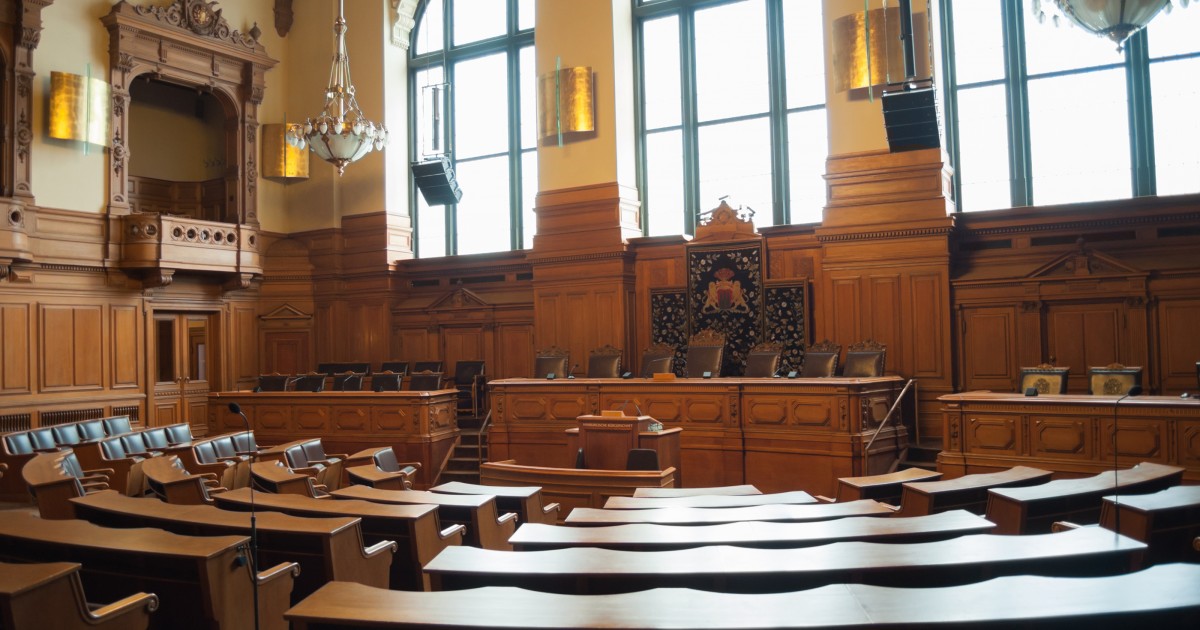An elegant courtroom setting